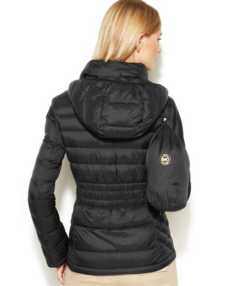 women michael kors puffer jacket with hood|Michael Kors lightweight puffer jacket.